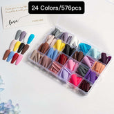 24 Colors 576 pcs /Set Press On Nails 24pcs/Color TF-007